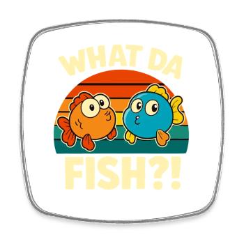 What Da Fisch WTF - Vintage What. Da Fish Cartoon - Viereckiger Kühlschrankmagnet - Weiß - Vorne