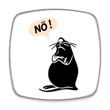 Fauler Seehund sagt NÖ - Lazy Seal Says NO Cartoon - Viereckiger Kühlschrankmagnet - Weiß - Vorne