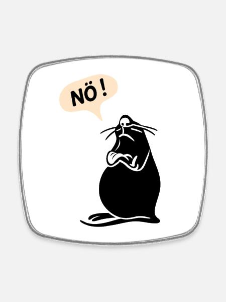 Fauler Seehund sagt NÖ - Lazy Seal Says NO Cartoon - Square fridge magnet - white
