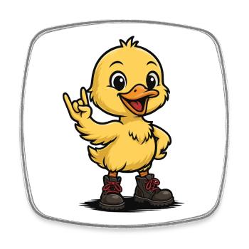 Rocking baby duck with boots - Square fridge magnet - white - Front
