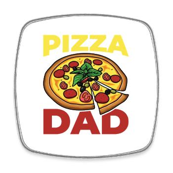 Papa pizza drôle - Magnet carré - blanc - Devant