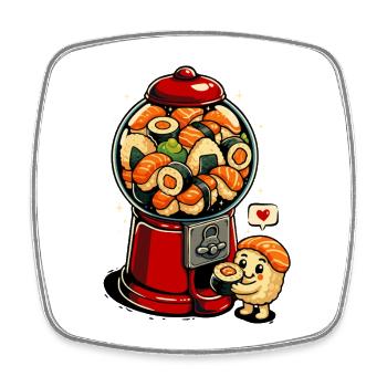 Gumball - Sushis aux boules de gomme - Magnet carré - blanc - Devant