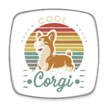 Cooler Corgi Retro Vintage Hund Liebhaber Geschenk Hund - Viereckiger Kühlschrankmagnet - Weiß - Vorne