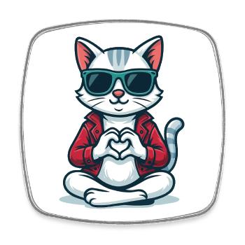 Heartbeat Kitty - Viereckiger Kühlschrankmagnet - Weiß - Vorne