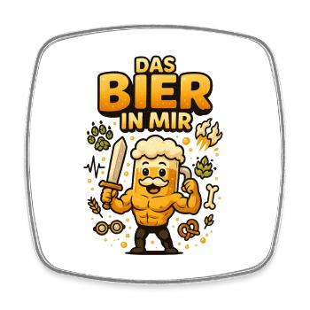 Das Bier in Mir - Viereckiger Kühlschrankmagnet - Weiß - Vorne