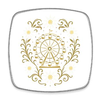 Ferris wheel & edelweiss - nostalgic festive design - Square fridge magnet - white - Front