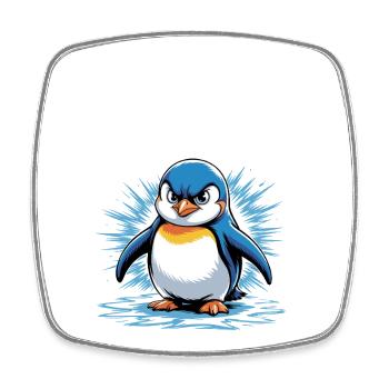 Good morning? Very thin ! Funny Penguin - Square fridge magnet - white - Front