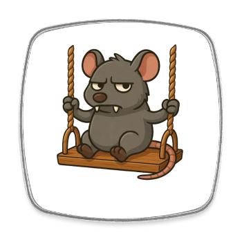 Grumpy Mouse Rat Rocking Annoyed Angry - Square fridge magnet - white - Front