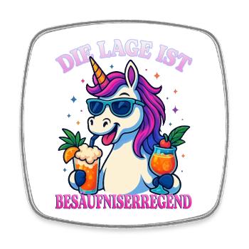 Die Lage ist besäufniserregend Einhorn Cocktails - Viereckiger Kühlschrankmagnet - Weiß - Vorne