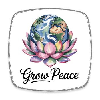 Grow Peace Earth Lotus Chemise - Magnet carré - blanc - Devant