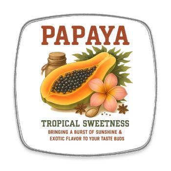 Papaya – Tropische Süße Exotische Fruchtkunst - Viereckiger Kühlschrankmagnet - Weiß - Vorne