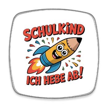 Einschulung Schulkind Raketenstift – Ich hebe ab! - Viereckiger Kühlschrankmagnet - Weiß - Vorne