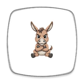 Good morning? Very thin ! Funny donkey - Square fridge magnet - white - Front