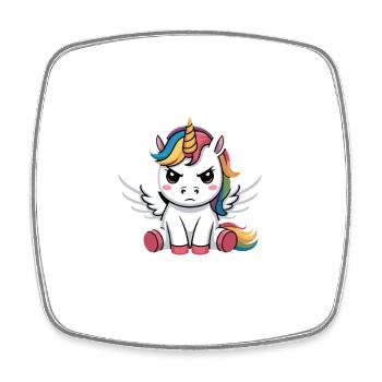 Good morning? Very thin ! Funny Unicorn - Square fridge magnet - white - Front