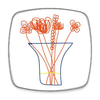 Minimalistischer Strauß – Blumen in der Vase - Viereckiger Kühlschrankmagnet - Weiß - Vorne