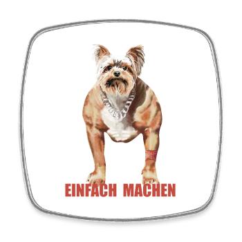 Humorvoller Doggynator mit Spruch - Viereckiger Kühlschrankmagnet - Weiß - Vorne