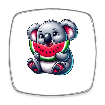 Süßer Koala mit Wassermelone Sommer Cartoon - Viereckiger Kühlschrankmagnet - Weiß - Vorne