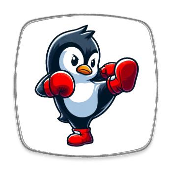 Cooler Pinguin Boxer Kickboxer Cartoon Kampfsport - Viereckiger Kühlschrankmagnet - Weiß - Vorne