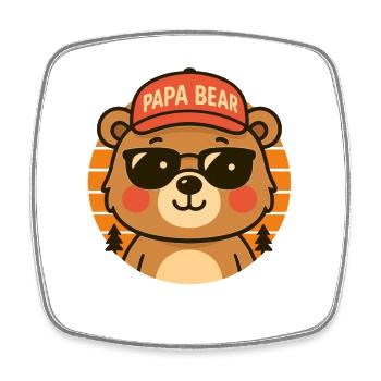 Papa Bear Knuddeliger Bären-Daddy Retro - Viereckiger Kühlschrankmagnet - Weiß - Vorne