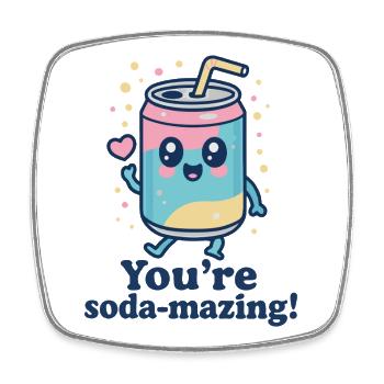 Soda-Mazing Niedliche Kawaii Kunst - Viereckiger Kühlschrankmagnet - Weiß - Vorne