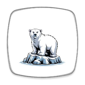 Good morning? Very thin ! Funny polar bear - Square fridge magnet - white - Front