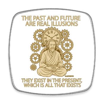 Alan Watts Present Time Quote Tee - Square fridge magnet - white - Front