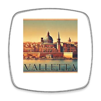 La Valette à Malte : ville portuaire méditerranéenne rétro - Magnet carré - blanc - Devant