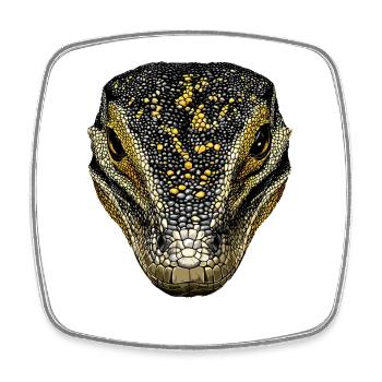 Lézard varan, reptile, dragon de Komodo, varan bagué, lézard - Magnet carré - blanc - Devant