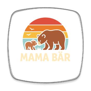 Mama Bär Retro Sonnenuntergang süßes Mutter Kind - Viereckiger Kühlschrankmagnet - Weiß - Vorne
