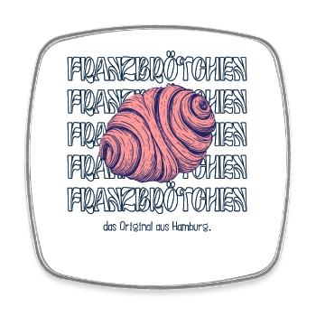 Franzbrötchen - Das Original aus Hamburg - Viereckiger Kühlschrankmagnet - Weiß - Vorne