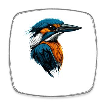 Martin-pêcheur Martin-pêcheur Oiseau mignon Martin-pêcheur Kingfisher - Magnet carré - blanc - Devant