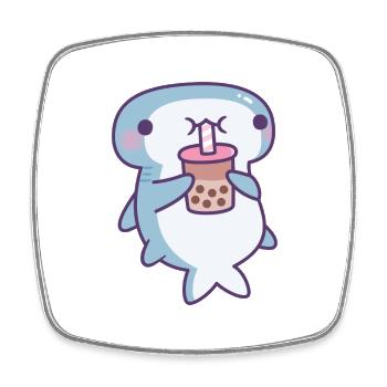Requin marteau mignon buvant du thé Boba - Magnet carré - blanc - Devant