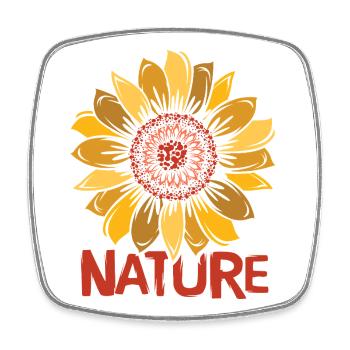 Nature Sunflower Illustration - Beautiful Flower Logo - Square fridge magnet - white - Front