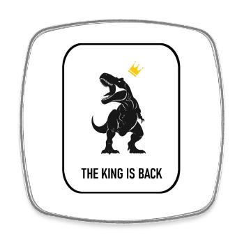 T-rex, Le Roi, Roi, Dinosaure , Le roi est de retour - Magnet carré - blanc - Devant
