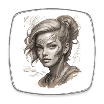 Elegant illustration with modern touches - Square fridge magnet - white - Front