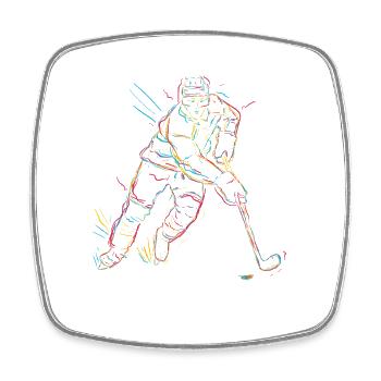 Eishockeyspieler Oldschool Look - Viereckiger Kühlschrankmagnet - Weiß - Vorne