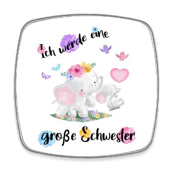 Nachwuchs Verkünden Ich Werde Große Schwester 2027 - Viereckiger Kühlschrankmagnet - Weiß - Vorne