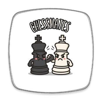 CHESSMATES - Humour échec kawaii - Magnet carré - blanc - Devant