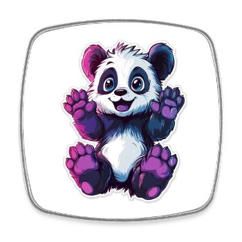 Ours panda mignon - Magnet carré - blanc - Devant