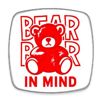 Bear in Mind – Roter Teddy Bär Shirt Statement Red - Viereckiger Kühlschrankmagnet - Weiß - Vorne