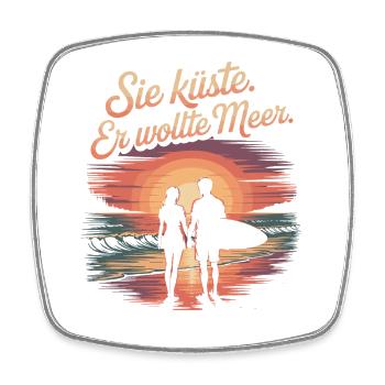You Coast He Wanted Sea Beach Love Wave Surfer - Square fridge magnet - white - Front