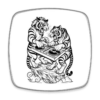 Chemise streetwear : Tiger dans un mix techno urbain - Magnet carré - blanc - Devant