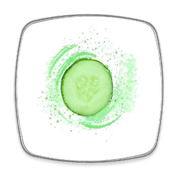 Cucumber Splatter – Modern Art meets Food Design - Square fridge magnet - white - Front