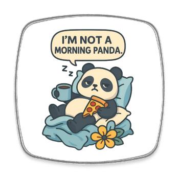 Entspannender Panda mit Getränk und Pizza - Viereckiger Kühlschrankmagnet - Weiß - Vorne