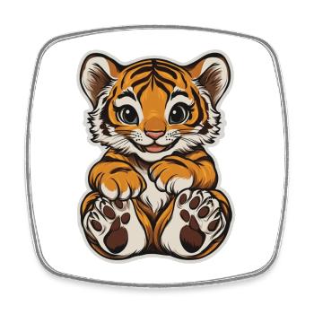 Süsser Tiger – Lustige Geschenkidee für Kinder - Viereckiger Kühlschrankmagnet - Weiß - Vorne