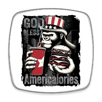 T-shirt gorille avec accessoires patriotiques - Magnet carré - blanc - Devant