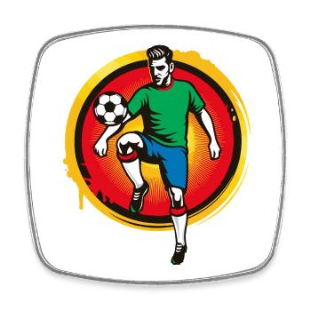 Kraftvoller Fußballer – Retro Sport Grafik - Viereckiger Kühlschrankmagnet - Weiß - Vorne