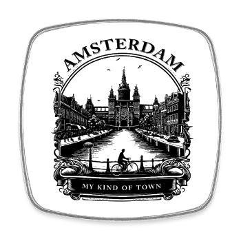 AMSTERDAM chemise design caligraphic - Magnet carré - blanc - Devant