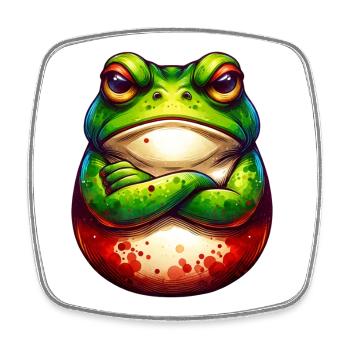 Frog - Crossed Arms - Nope - Bad Mood - Square fridge magnet - white - Front