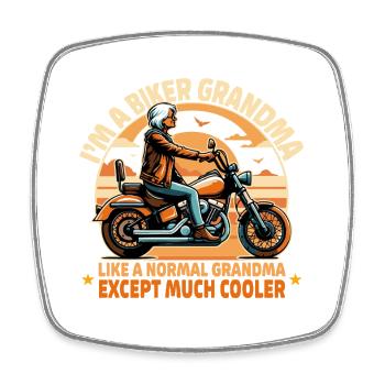 Oma Biker Ride Neuheit Design - Viereckiger Kühlschrankmagnet - Weiß - Vorne